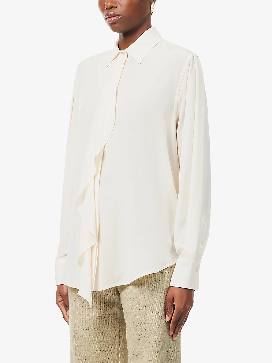 Ruffle-trim silk blouse - 3