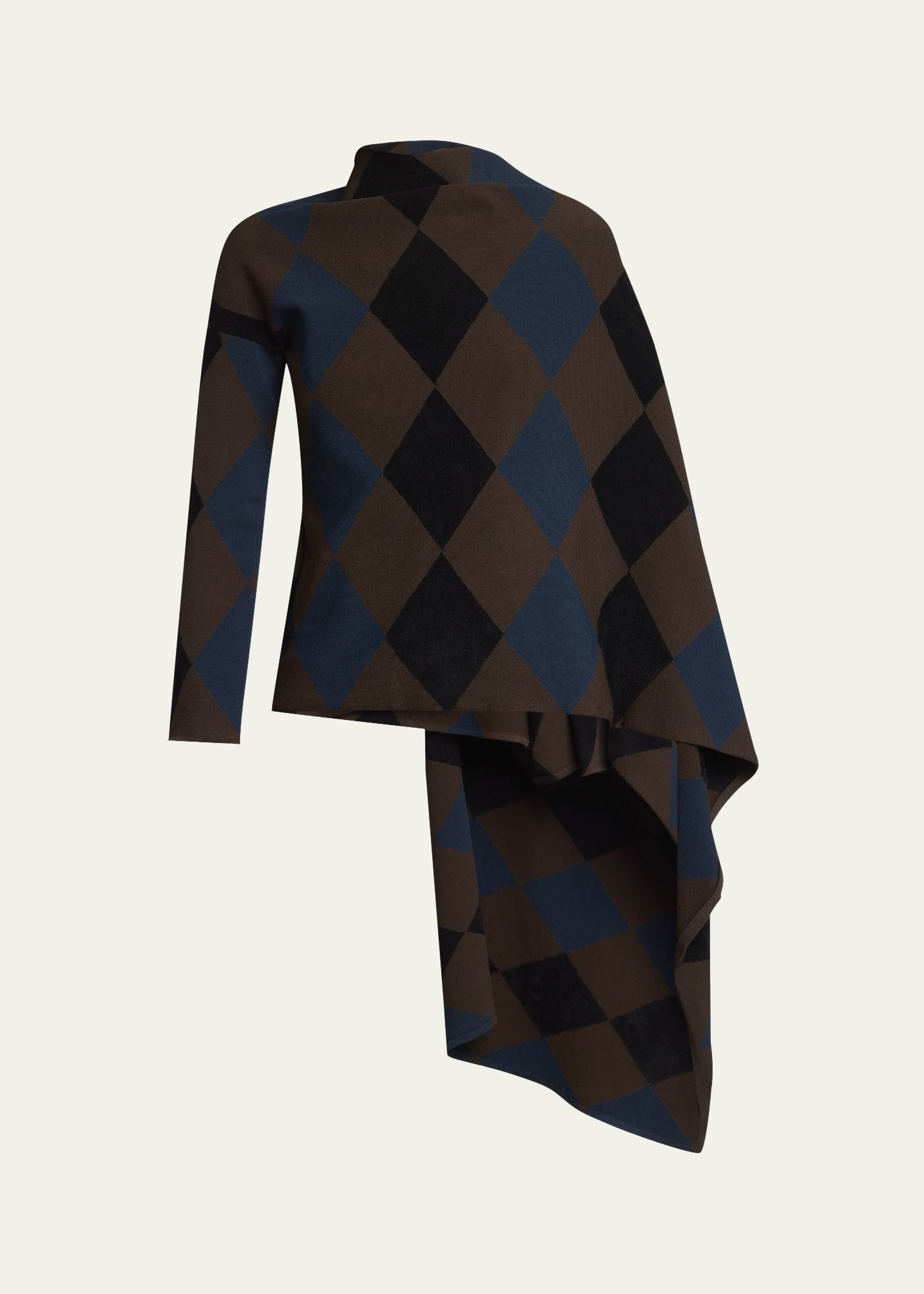 Vanne Argyle Cape Sweater - 1