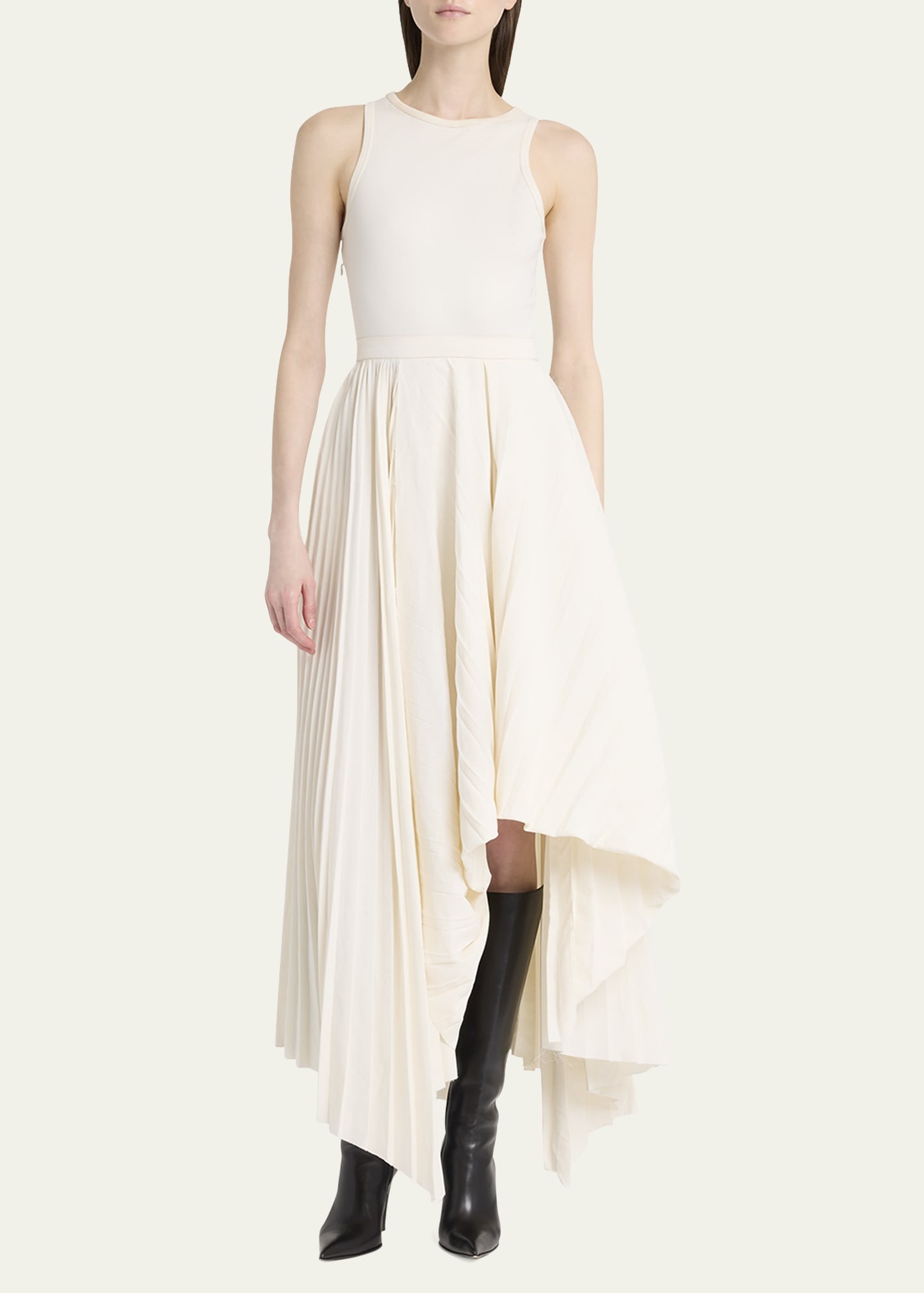 Sleeveless Pleated Skirt Maxi Dress - 2