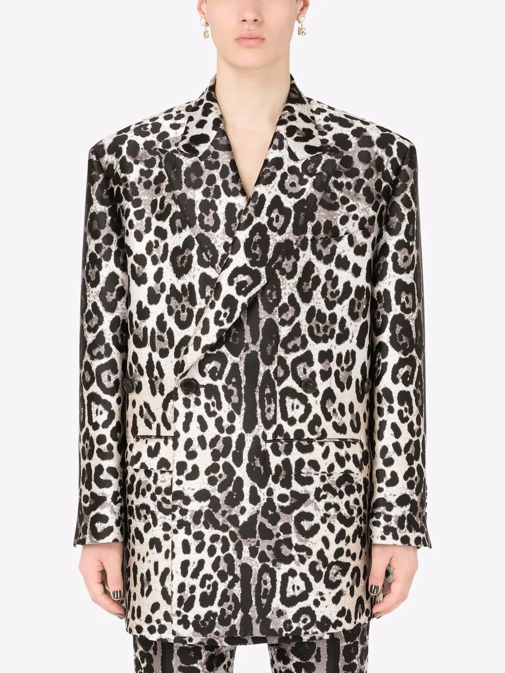 leopard-print boxy blazer - 3