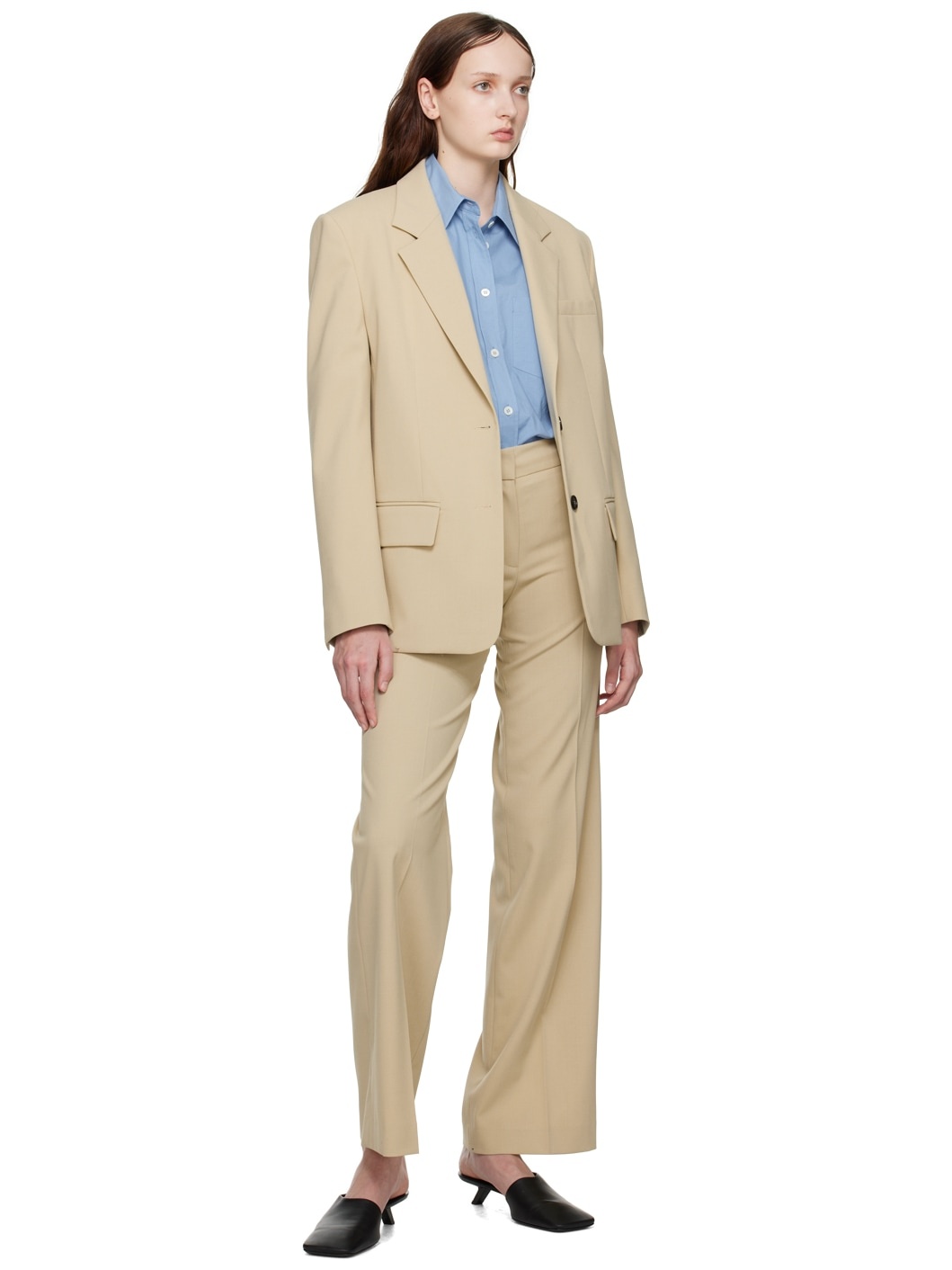 Beige Creased Trousers - 4