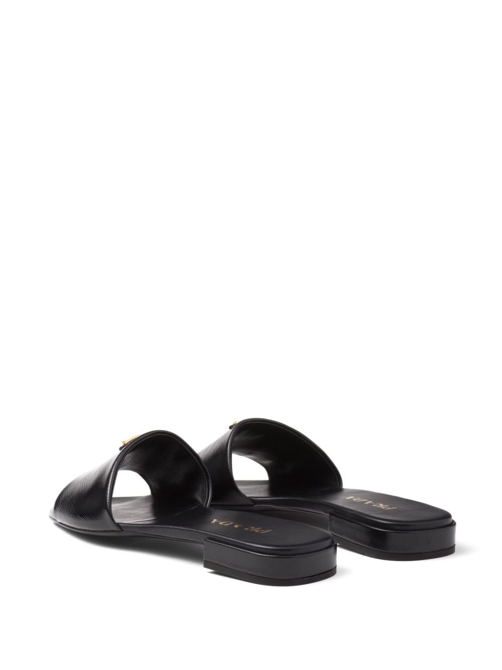 triangle-logo leather slides - 3