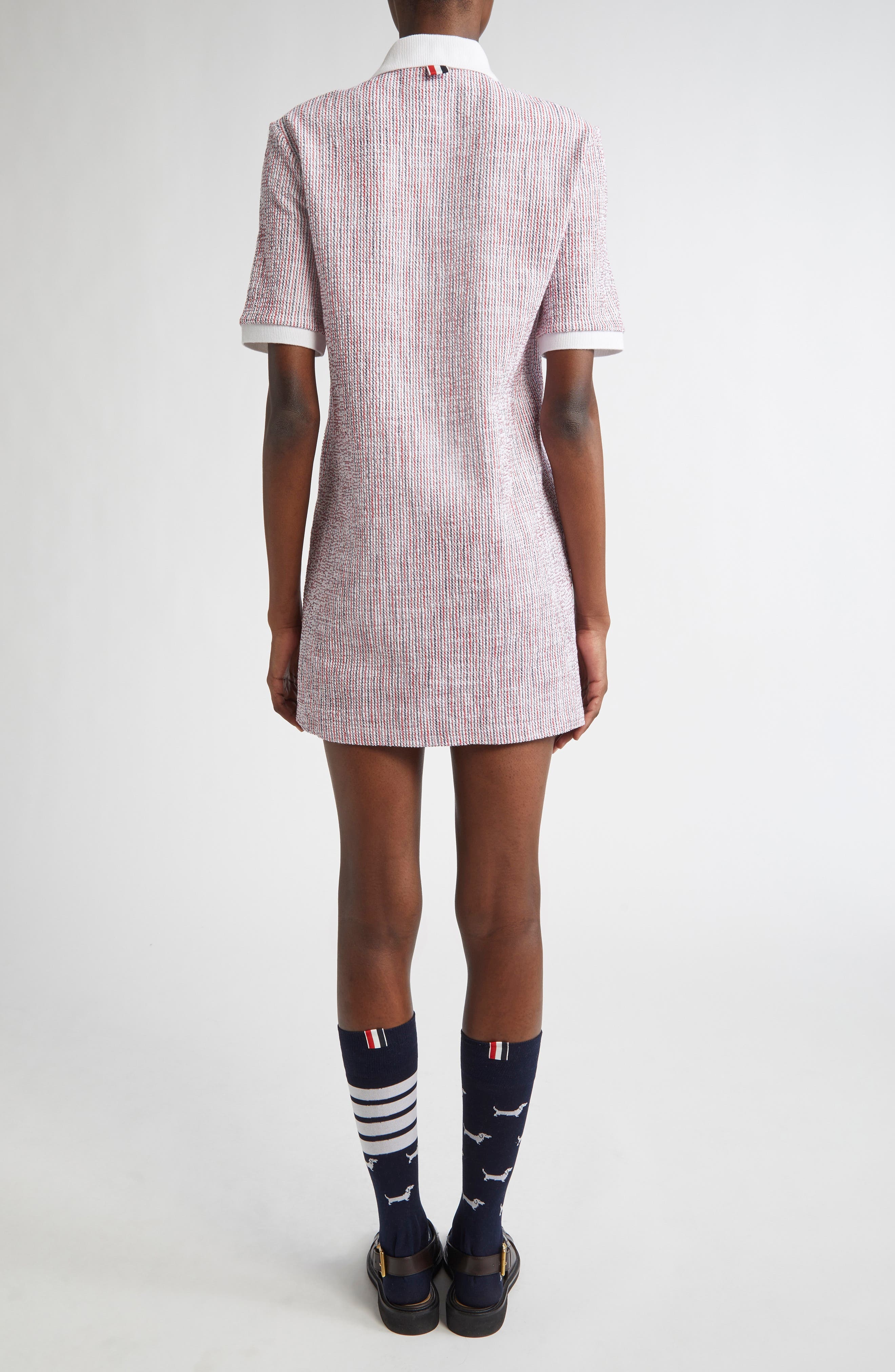 Thom Browne RWB Tweed Polo Dress in Red/white/blue at Nordstrom - 2