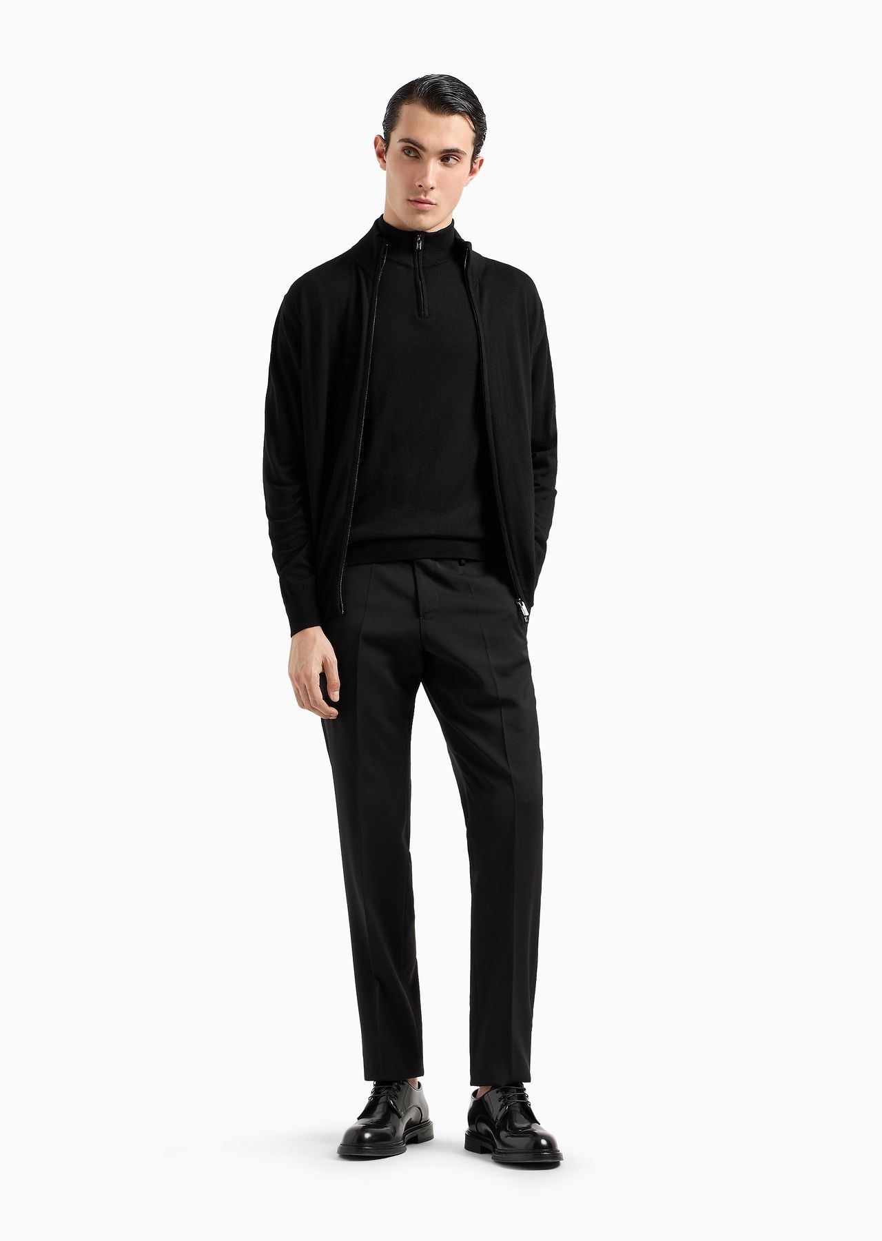 EMPORIO ARMANI Virgin-wool full-zip cardigan | REVERSIBLE