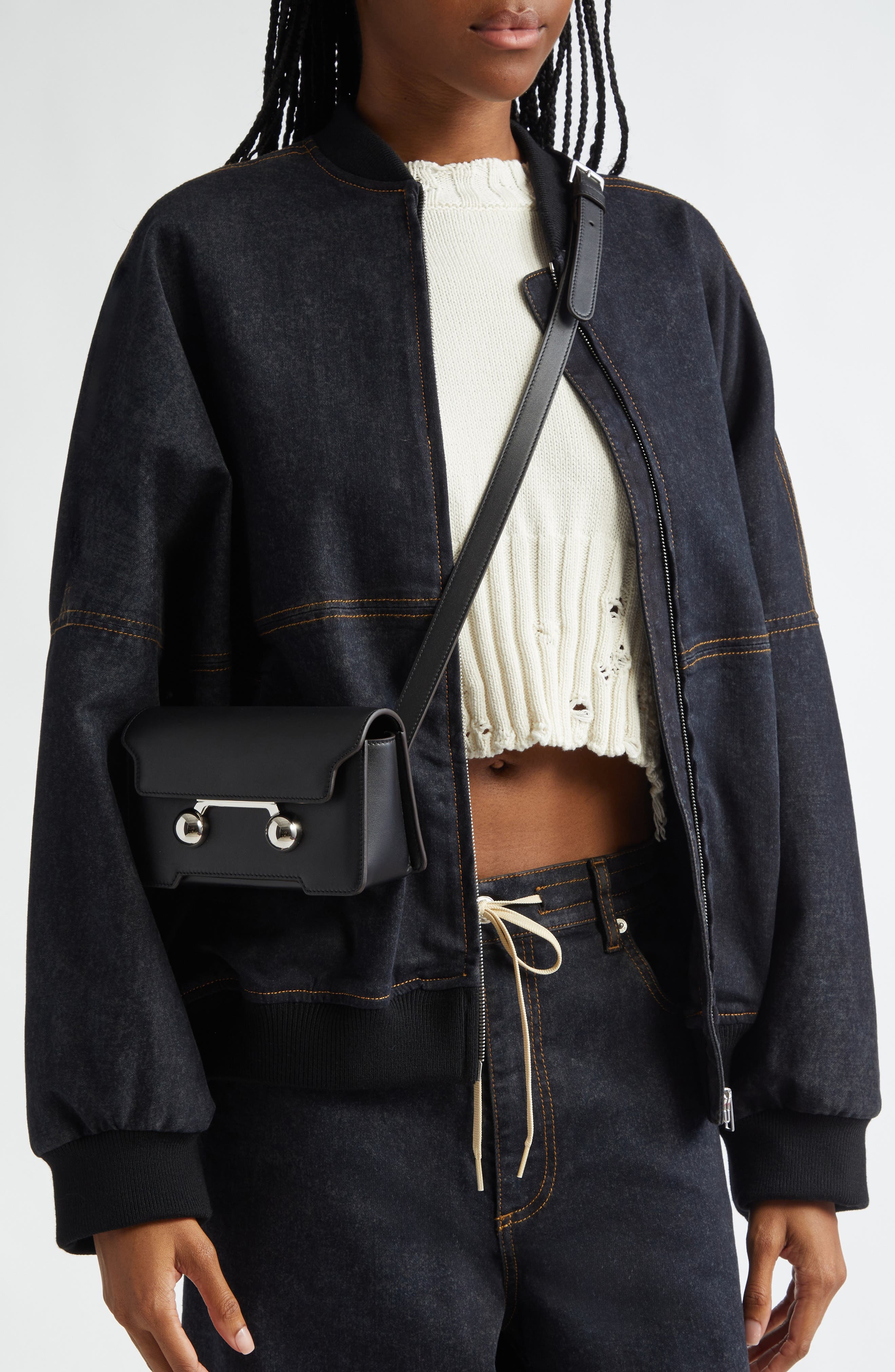 Marni Trunkaroo Leather Crossbody Bag in 00N99 Black at Nordstrom - 2