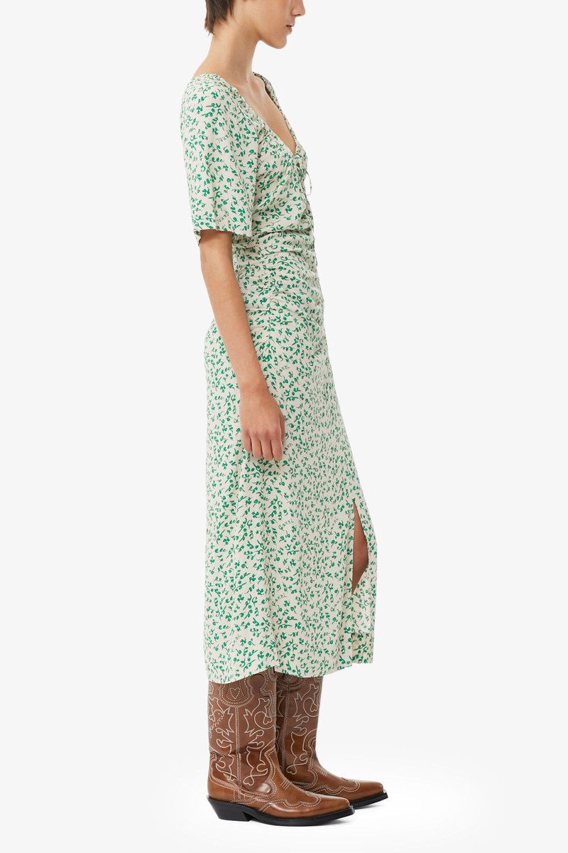 PRINTED CREPE U-NECK MIDI DRESS 4