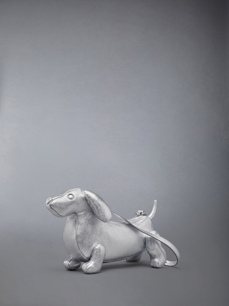 Thom Browne SILVER BABY HECTOR BAG IN PEBBLE GRAIN LEATHER outlook