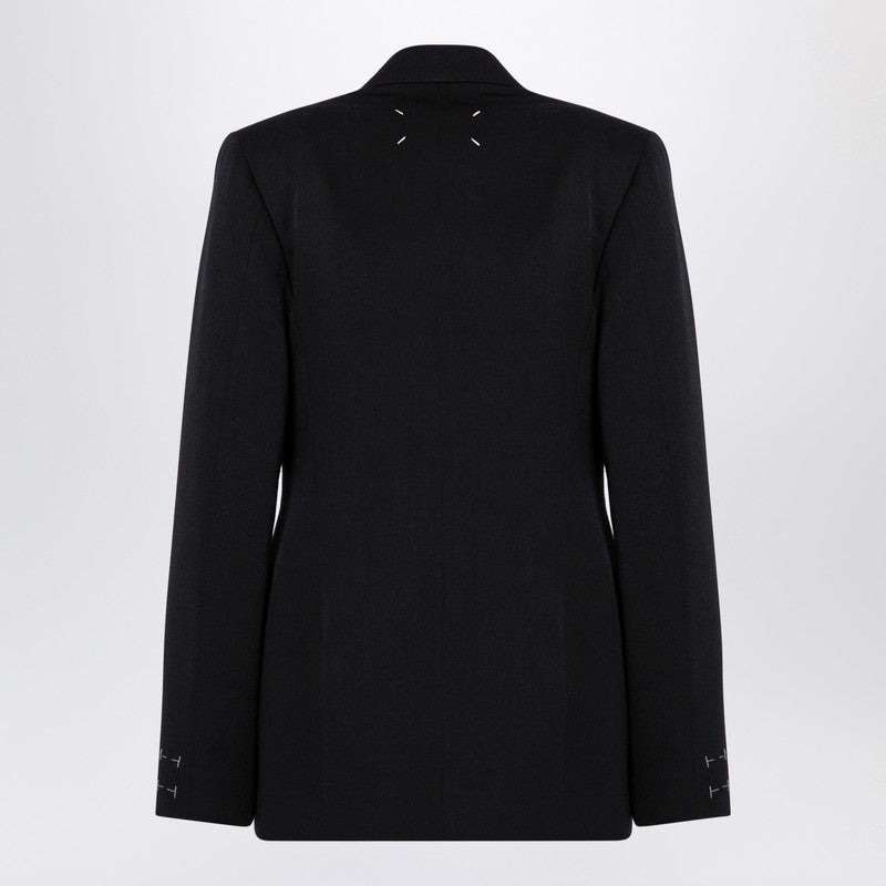 BLACK DOUBLE-BREASTED JACKET IN WOOL - 2