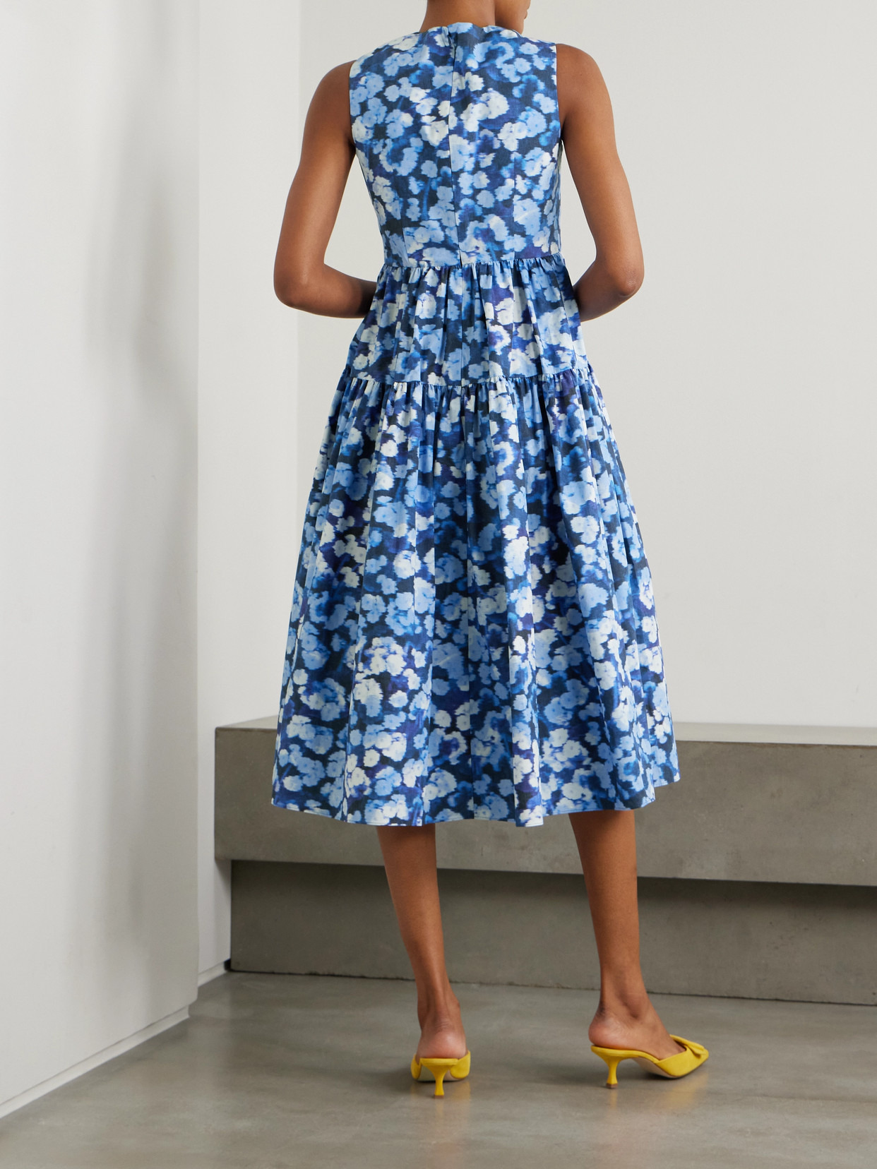 Tiered Gathered Floral-print Cotton-poplin Midi Dress - 3