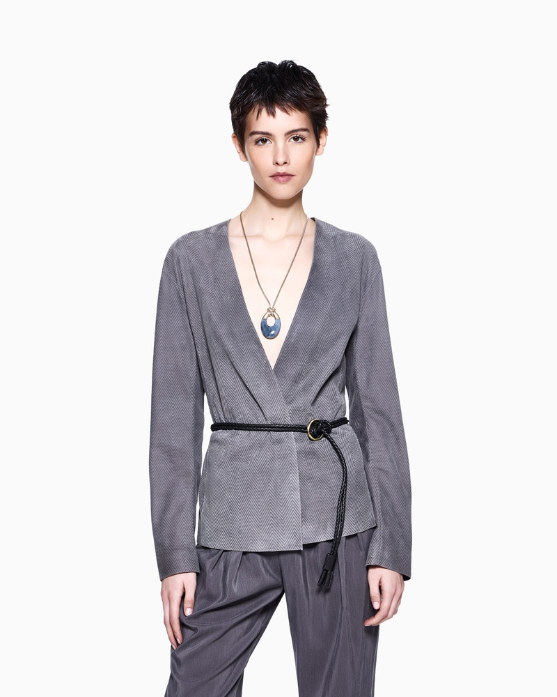 GIORGIO ARMANI SUEDE-LAMBSKIN SHIRT JACKET WITH CHEVRON PRINT outlook