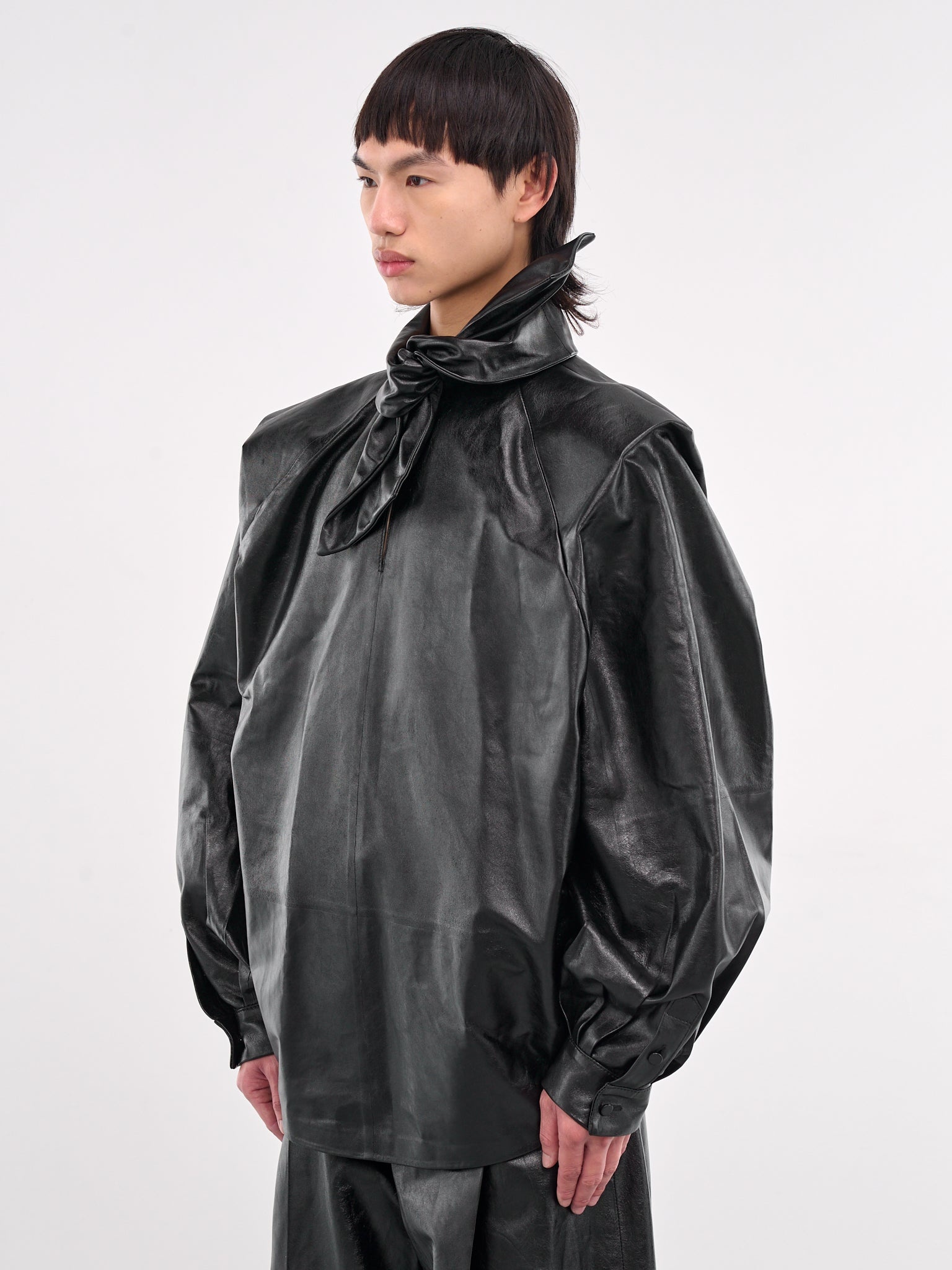 Oversized Faux Leather Shirt - 2