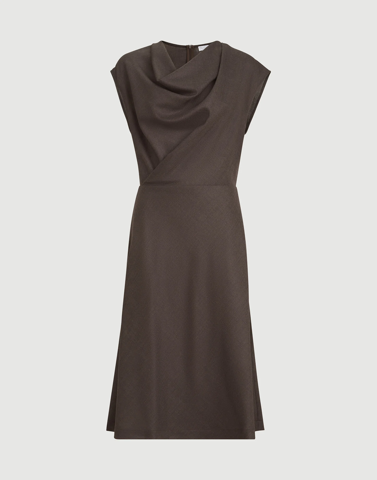 Virgin wool diagonal flannel wrap-effect dress with monili - 1