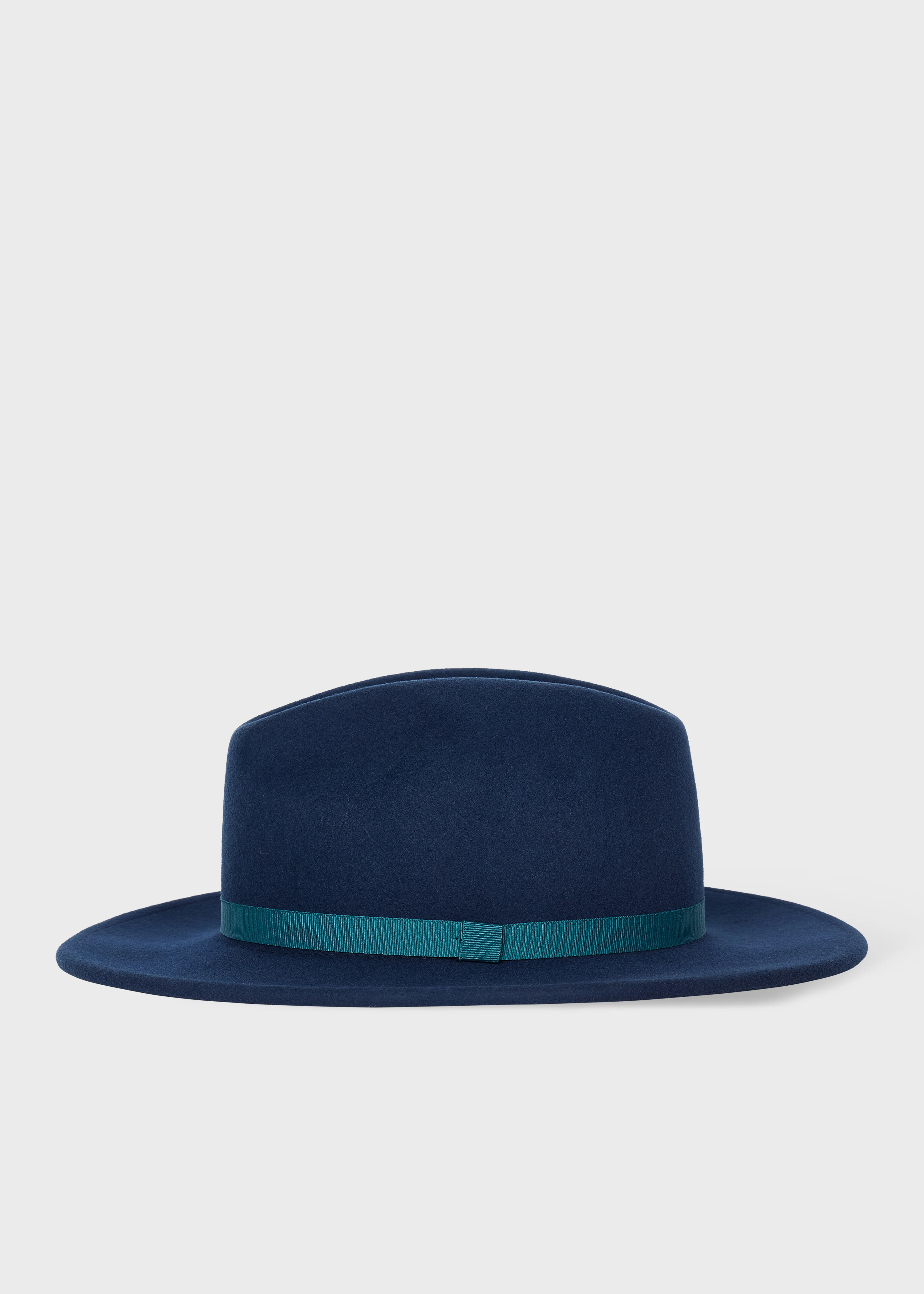 Women's Navy Wool 'Swirl' Lining Fedora Hat - 1