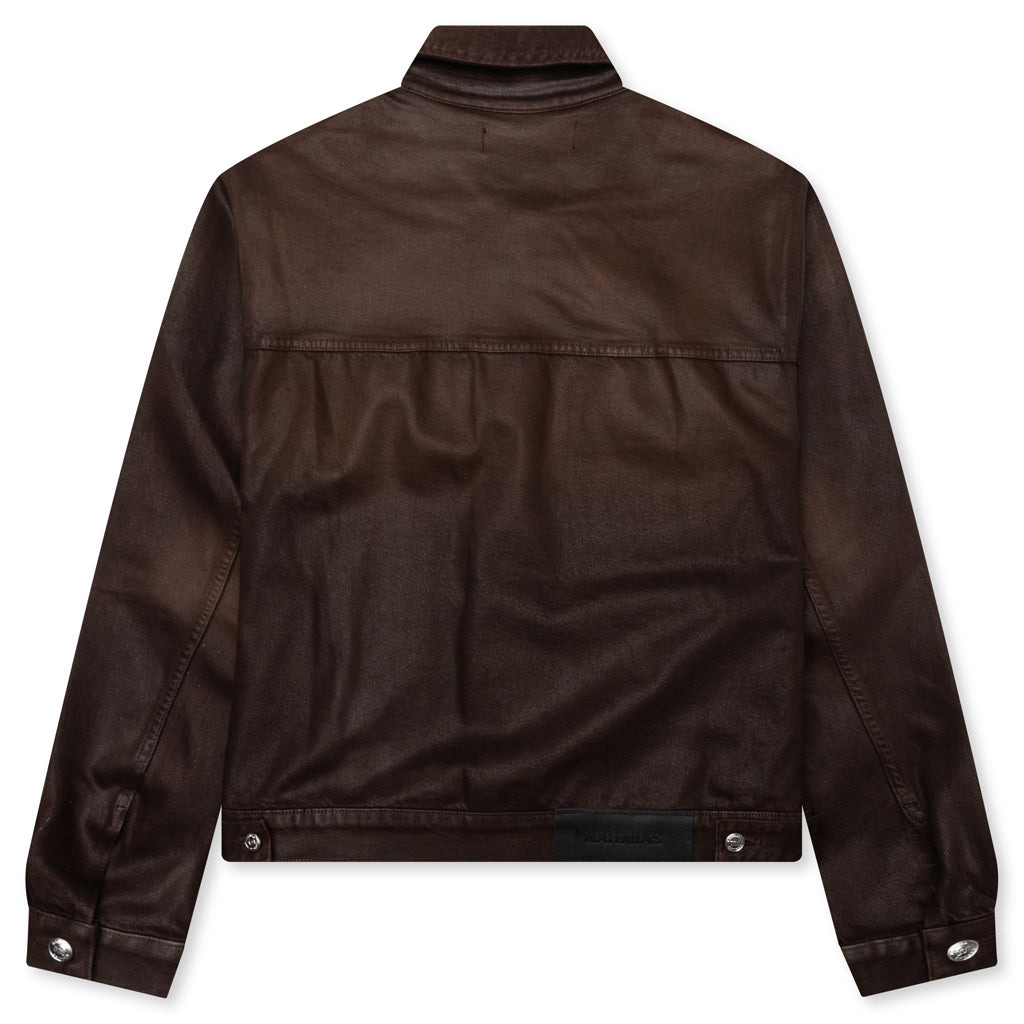 WAXED DENIM TRUCKER JACKET - BROWN WASH - 2