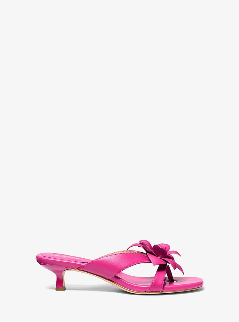 MICHAEL KORS Jacie Floral Embellished Leather Kitten Heel Sandal outlook