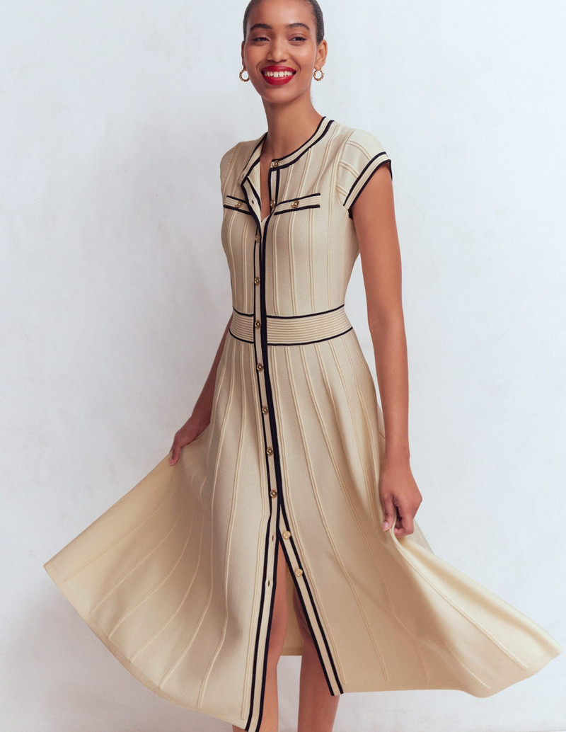 Cap Sleeve Knitted Dress-Warm Ivory 6