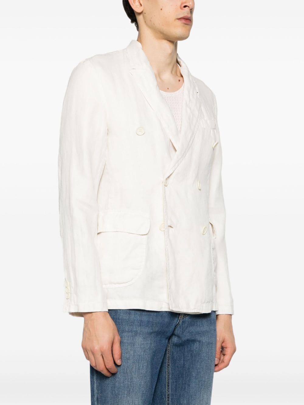 peak-lapels double-breasted blazer - 3