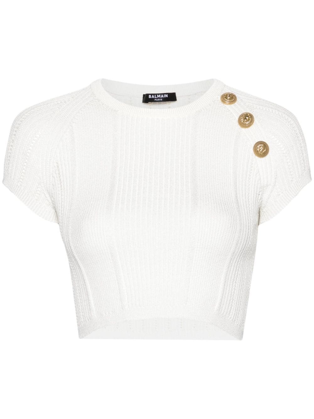 3-Button open-knit cropped top - 1