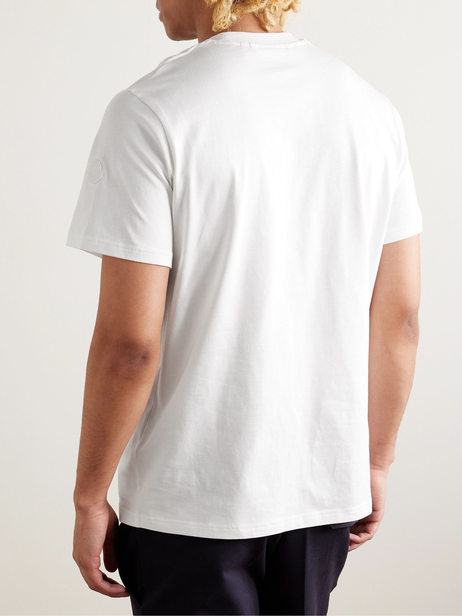 Logo-Print Appliquéd Cotton-Jersey T-Shirt White - 4
