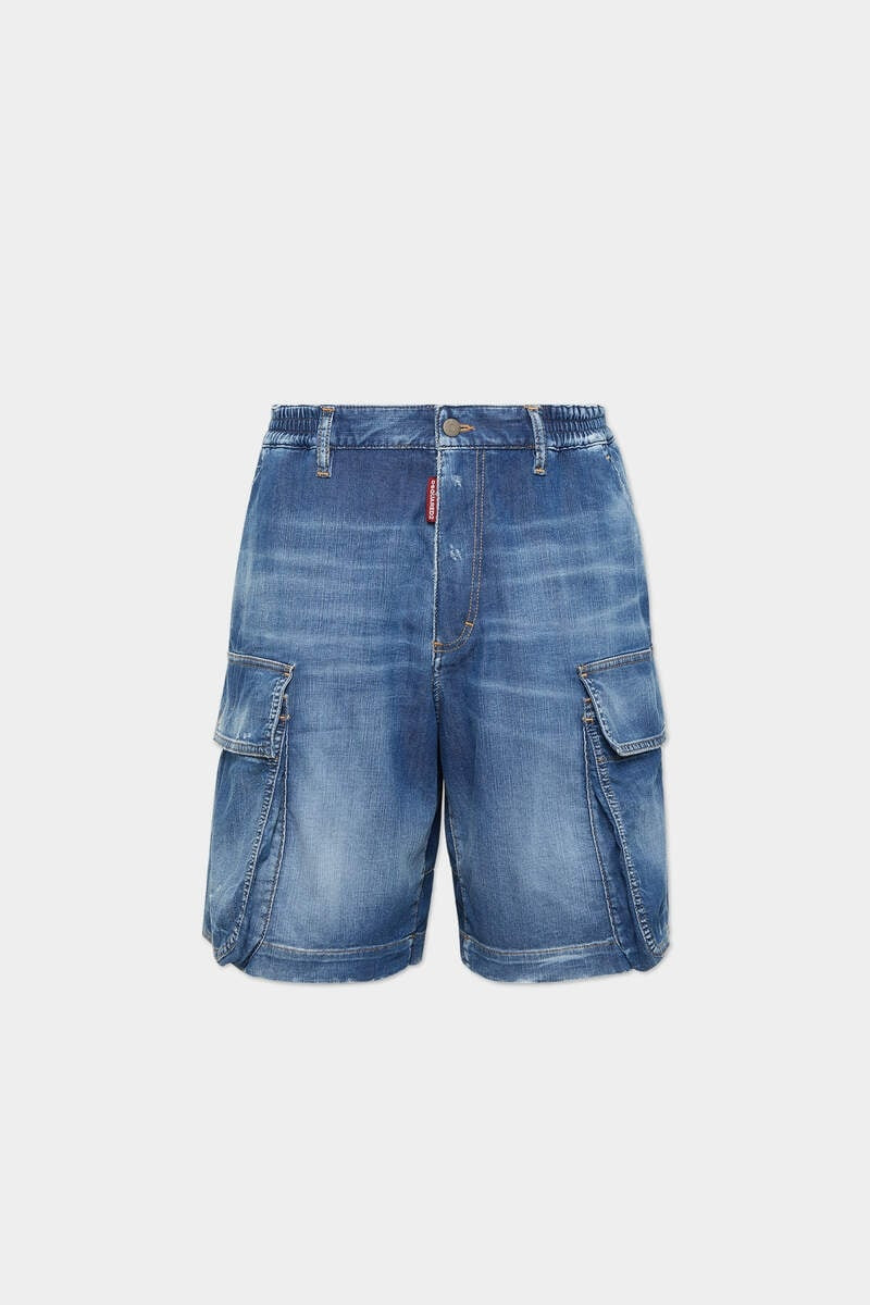 SUMMER LOVERS MEDIUM WASH LOOSE CARGO SHORTS 1