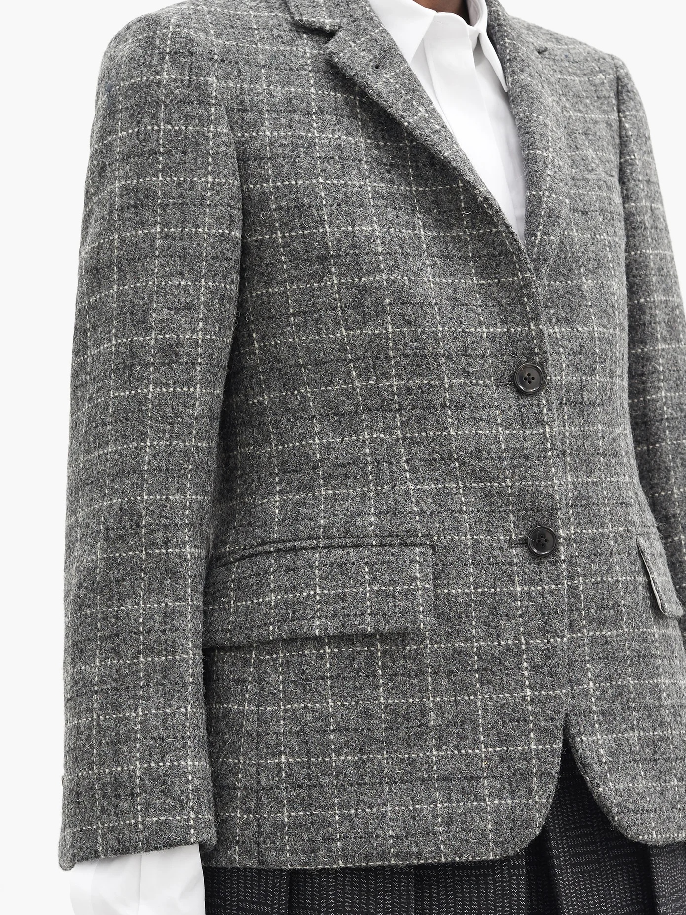 Single-breasted check wool jacket - 3