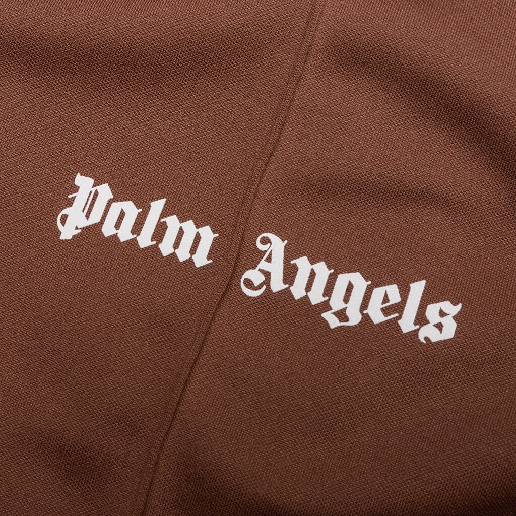 PALM ANGELS THIN WAIST SLIM TRACK PANTS - BROWN/OFF-WHITE - 3