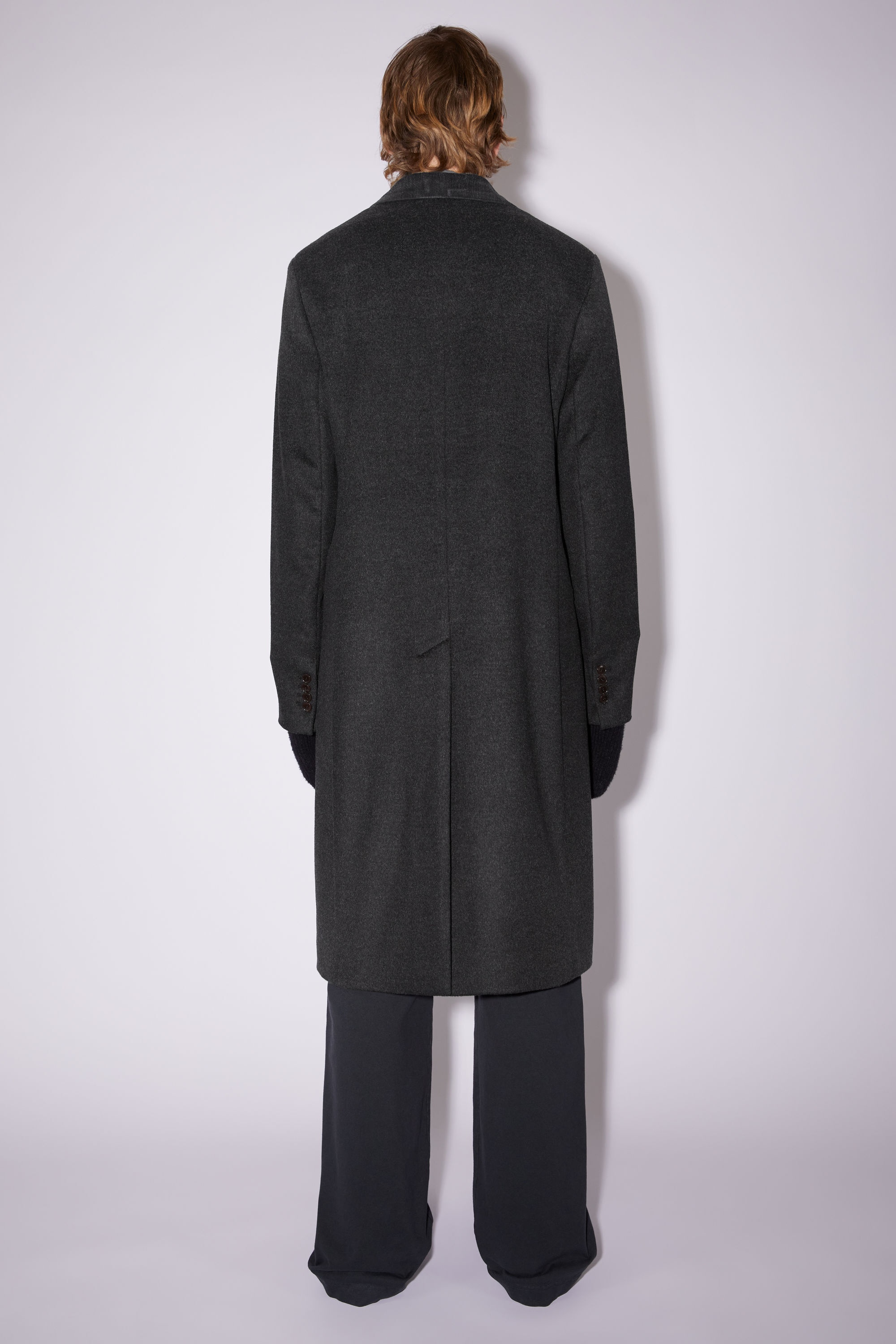 Wool single-breasted wool coat - Anthracite grey - 3
