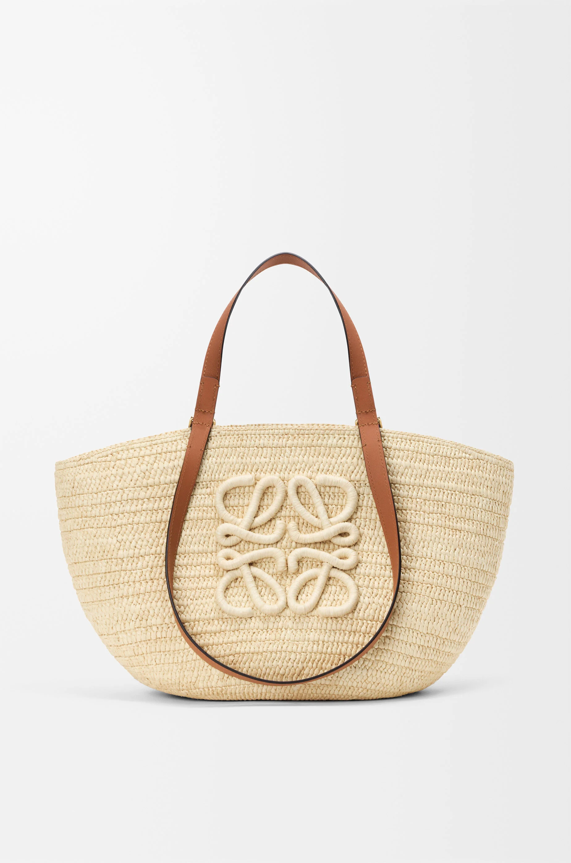 Medium Eclipse basket in raffia and calfskin - 1