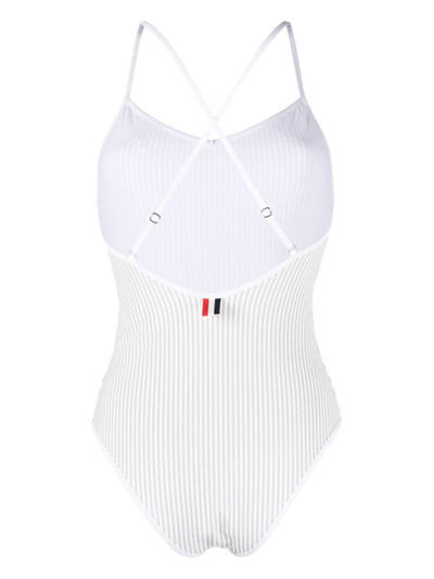 Thom Browne stripe-print seersucker swimsuit outlook