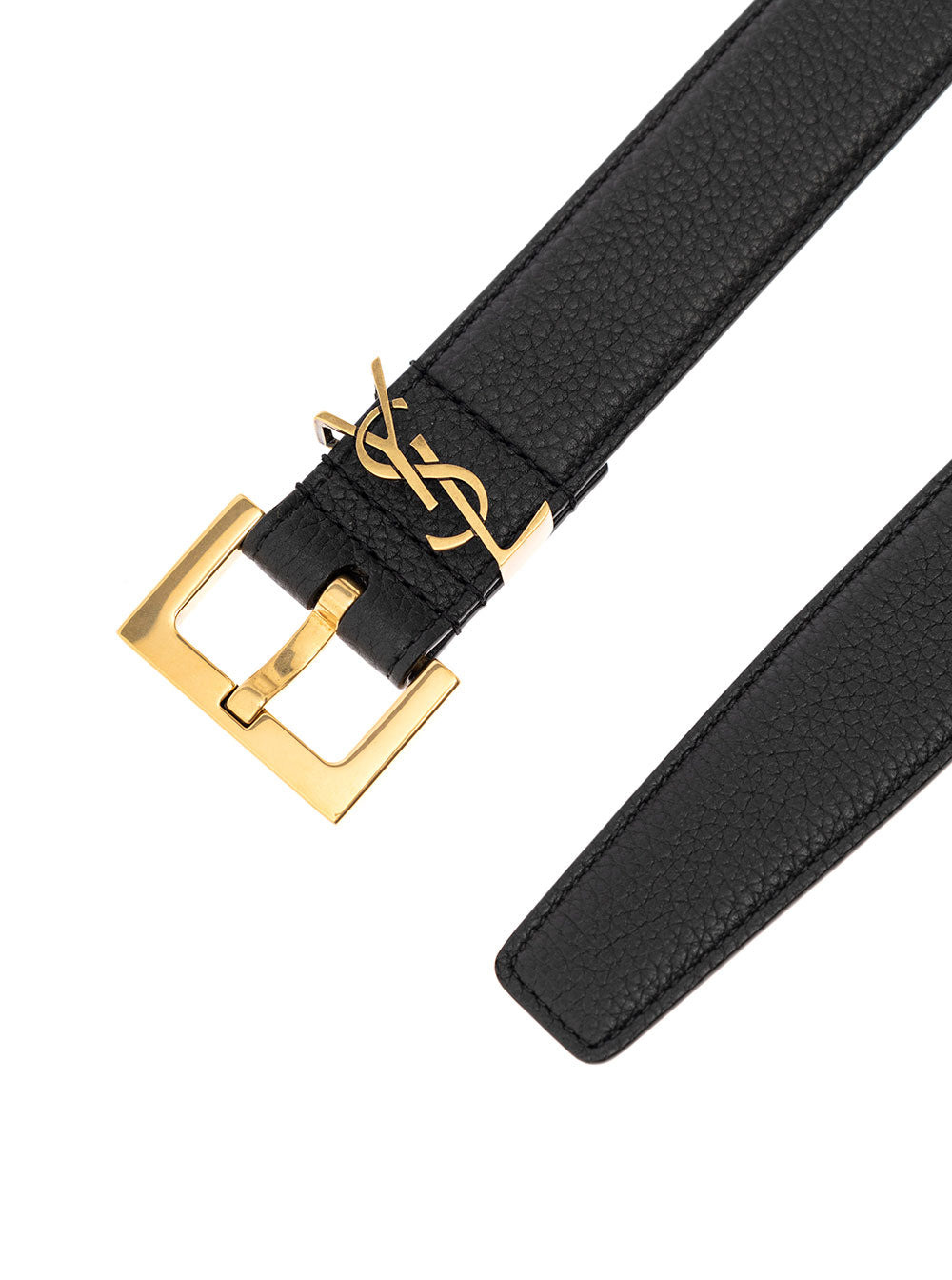 Saint Laurent Men Soft Leather Belt With Gold Metal Buckle Man Ysl - 3