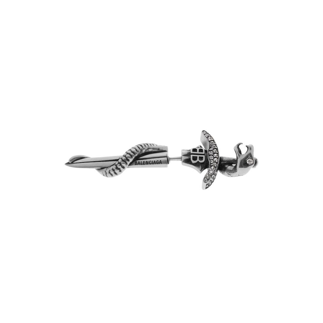 Goth Snake Earring in Antique Silver - 2