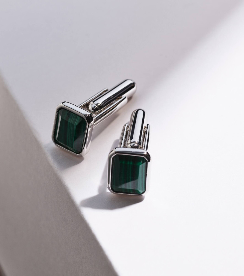 Sterling silver cufflinks with emeralds 4