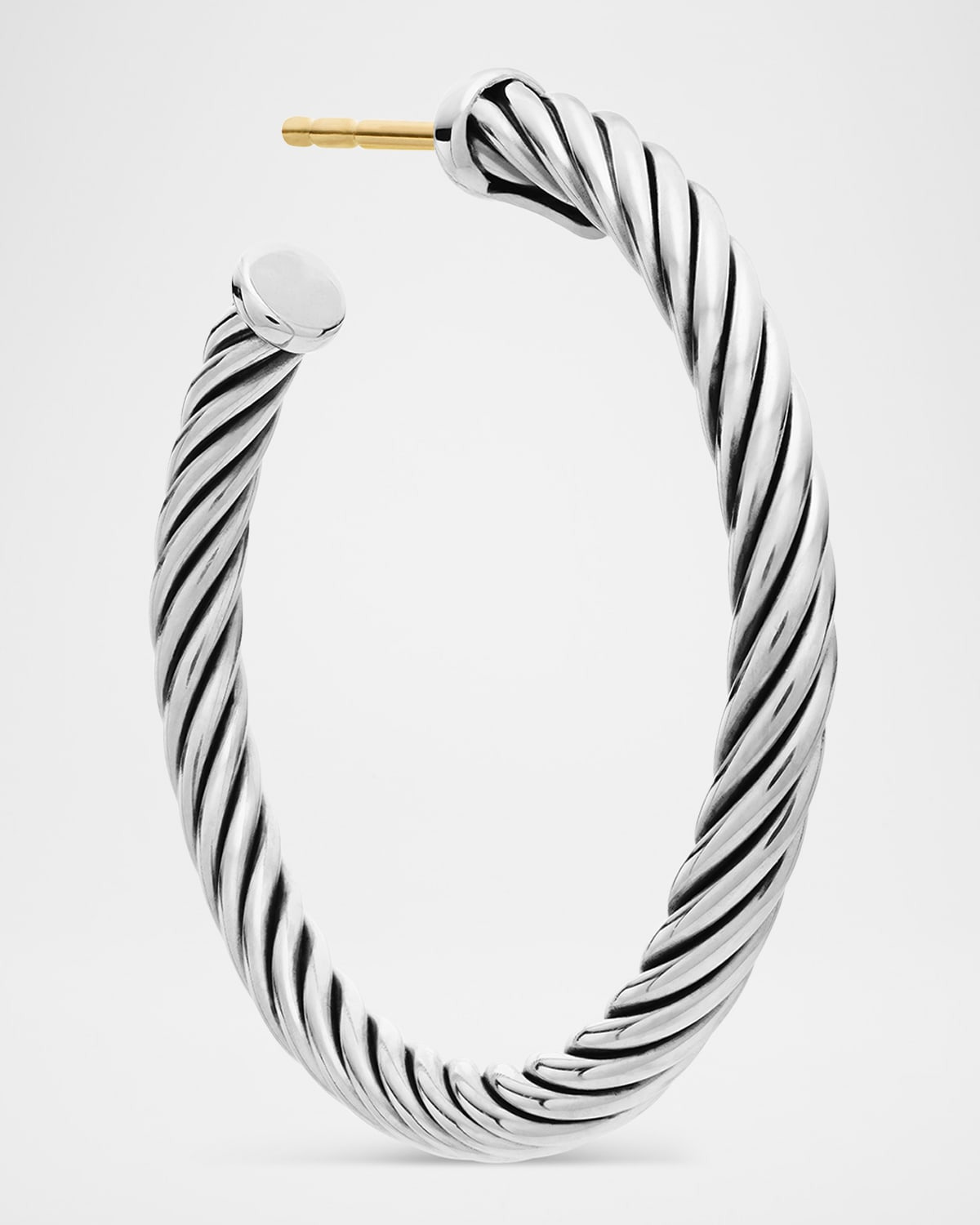 Sculpted Cable Hoop Earrings in Silver, 3mm, 1"L - 5
