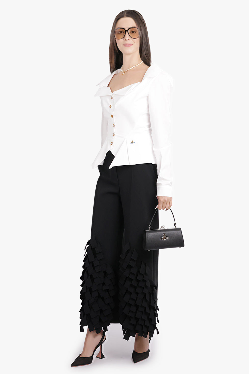 MULTI RECTANGLE CULOTTE PANT | BLACK - 2