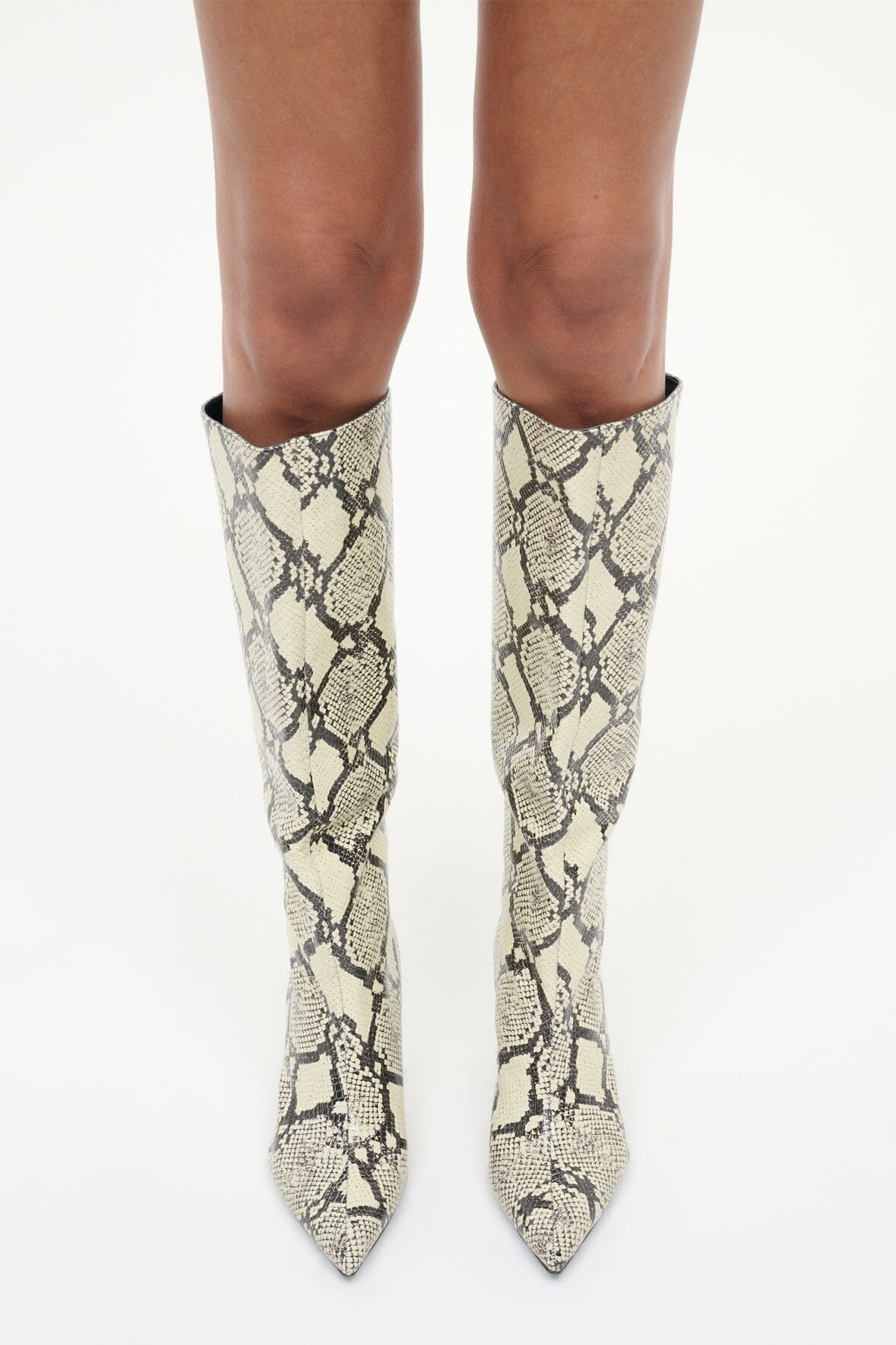 STAUD SEBASTIAN HIGH HEEL BOOT WHITE SNAKE - 8