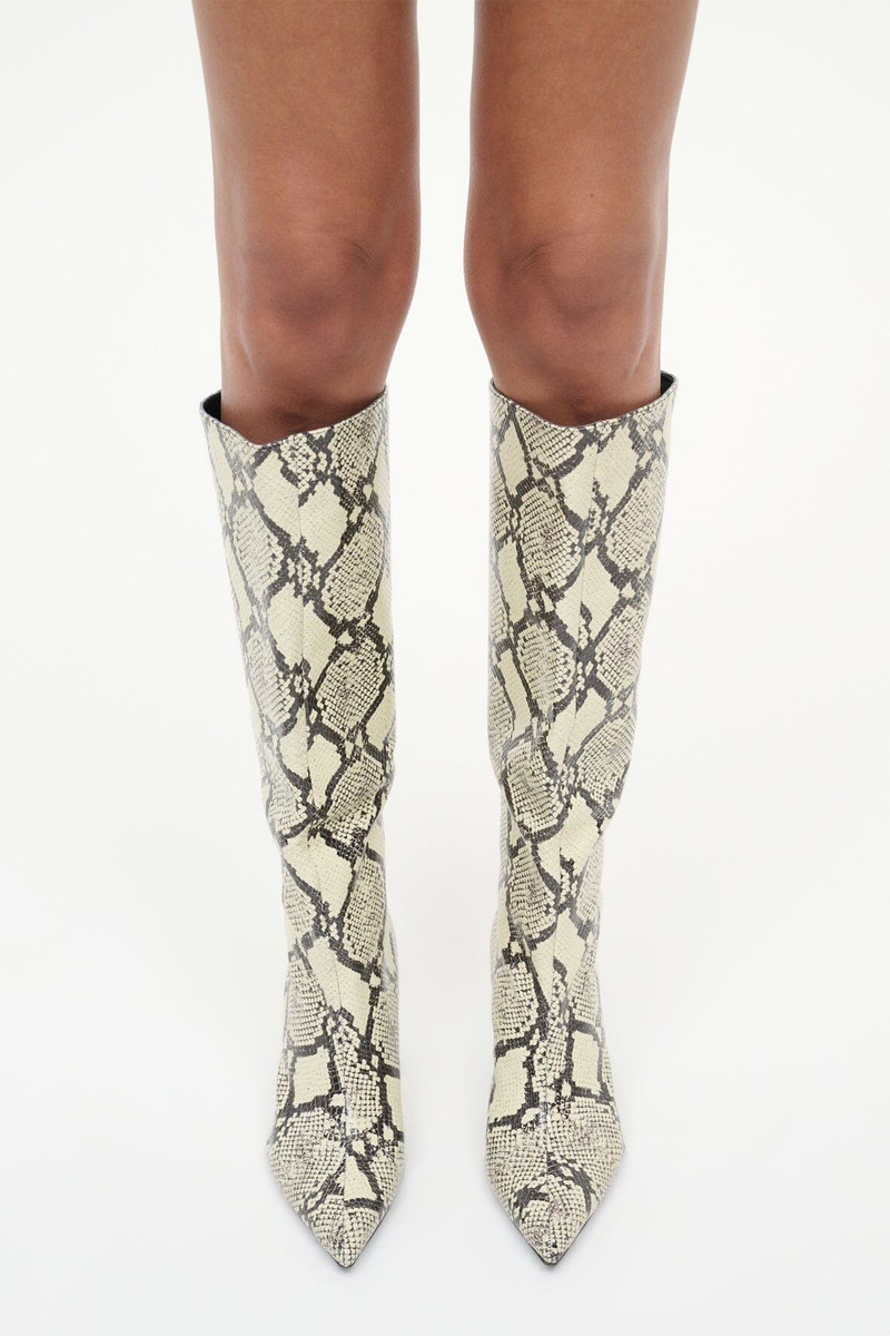 STAUD SEBASTIAN HIGH HEEL BOOT WHITE SNAKE 8
