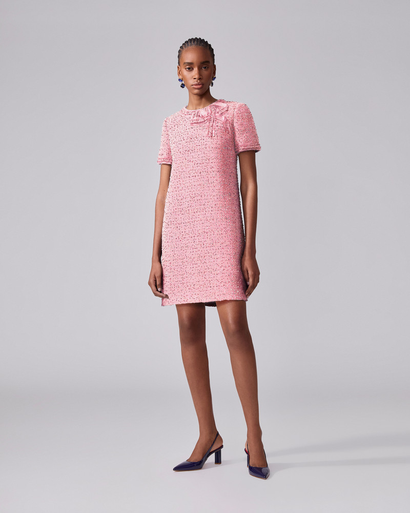 CAROLINA HERRERA Tweed Shift Dress with Bow outlook