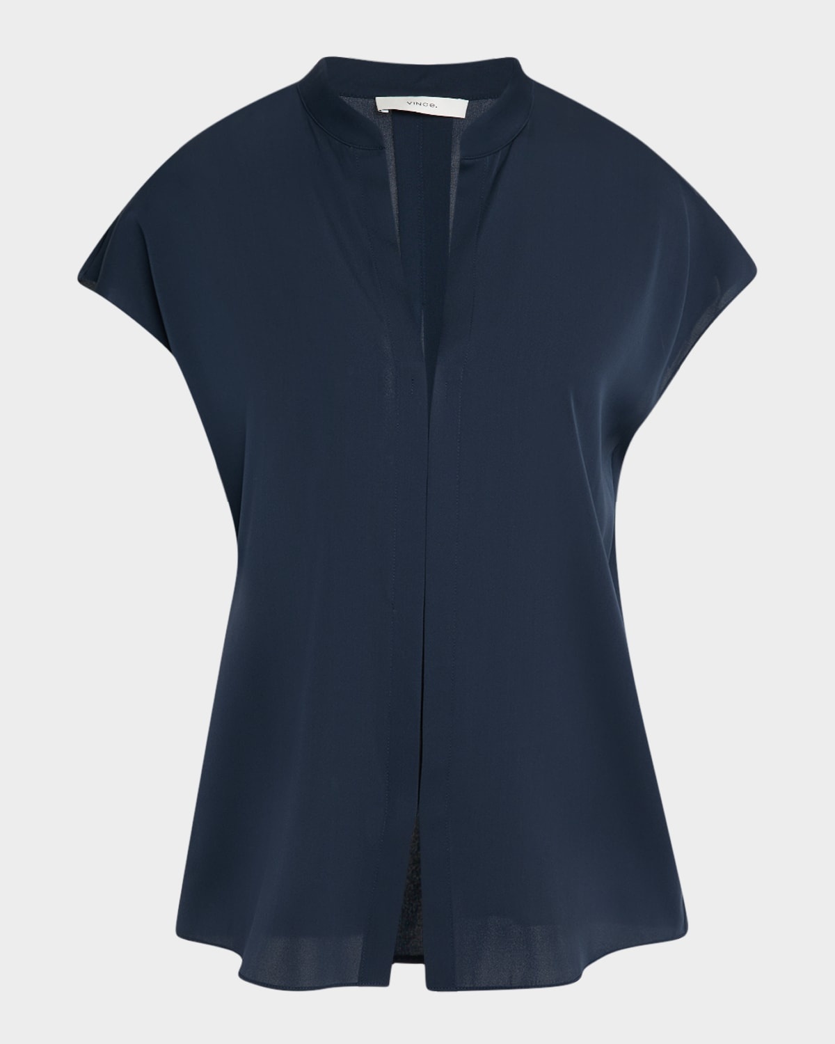 Cap-Sleeve Blouse with Hidden Placket - 1