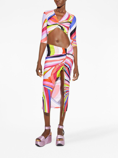 PUCCI Iride-print gathered midi skirt outlook