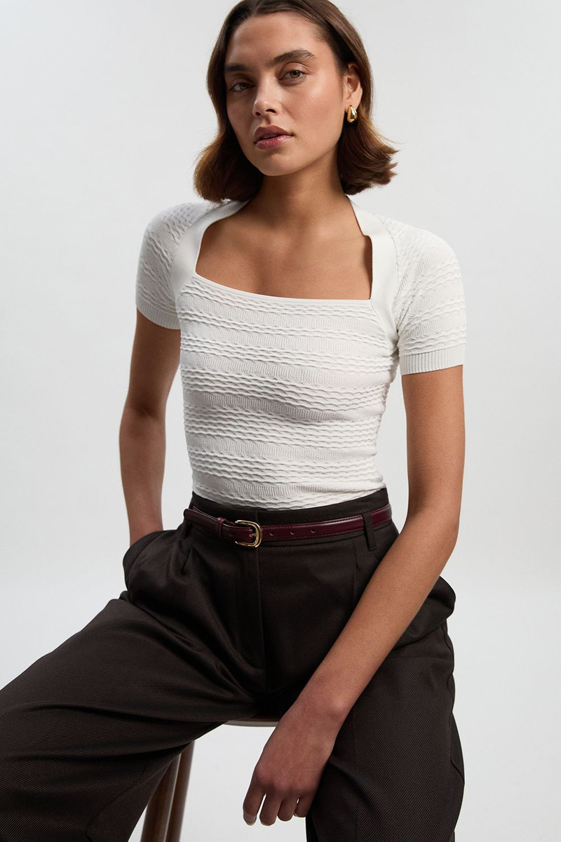 KAREN MILLEN Pointelle Stitch Detail Knit Top outlook