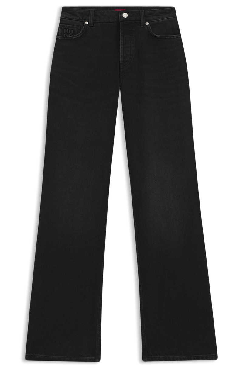 BLACK WIDE-LEG JEANS IN COMFORT-STRETCH DENIM 1