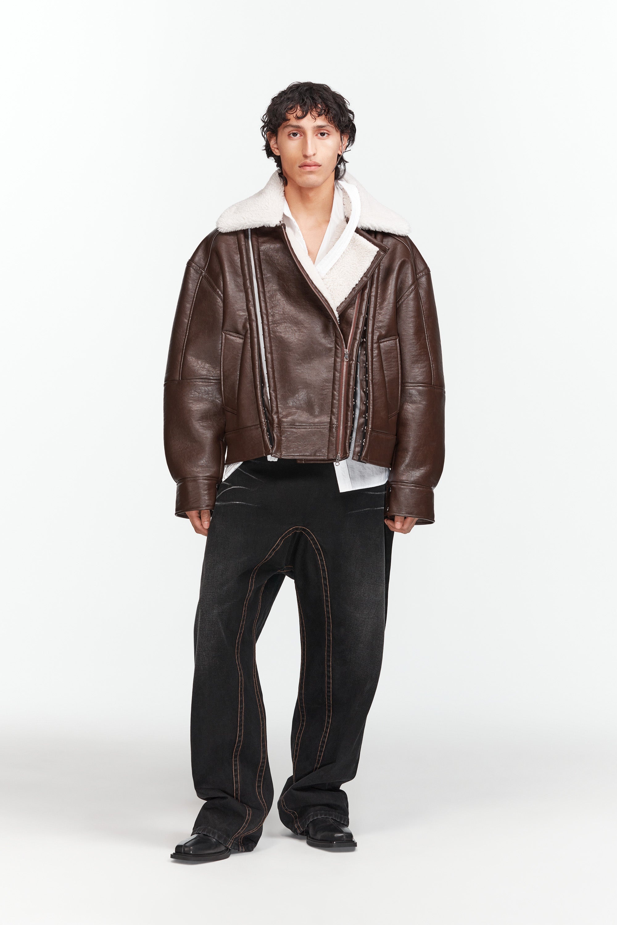 Hook and Eye Shearling Jacket - 7