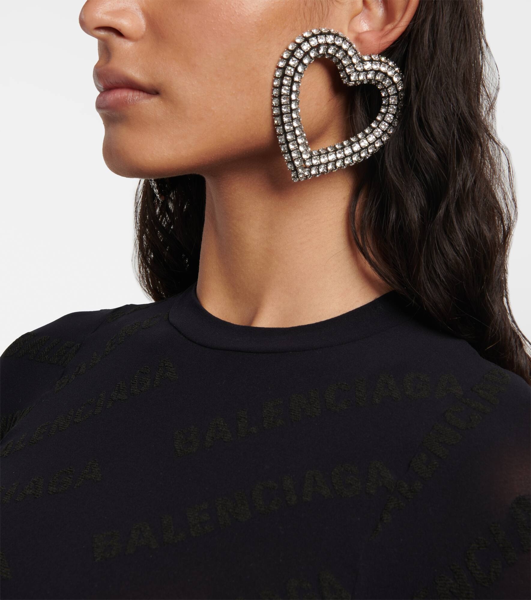 Embellished heart earrings - 3