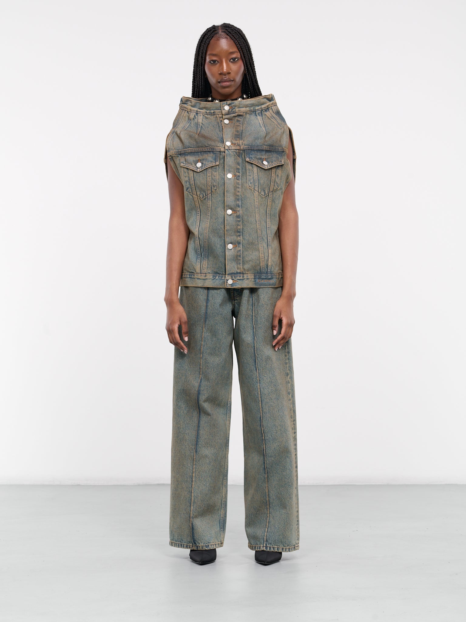 Denim Wide Neck Vest - 6
