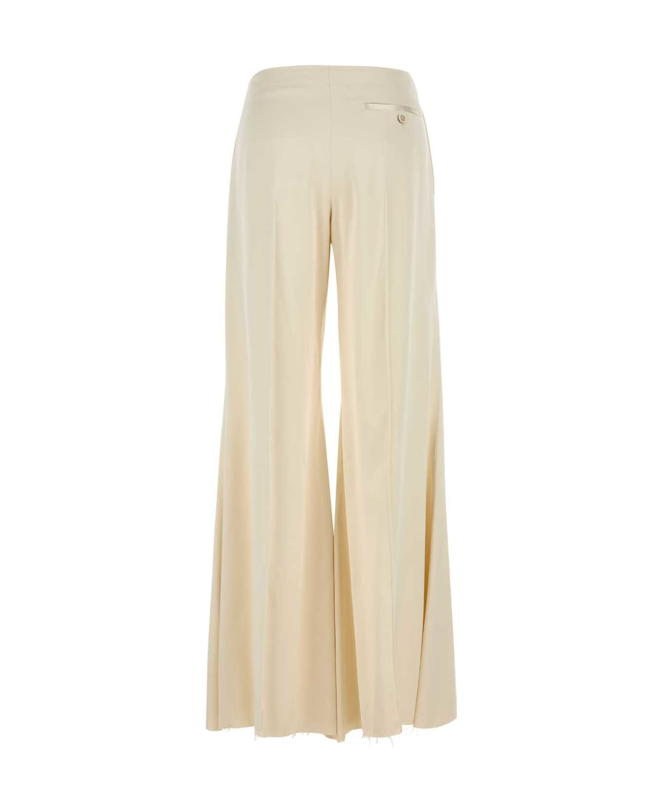 Cream Satin Wide-leg Pant - 2