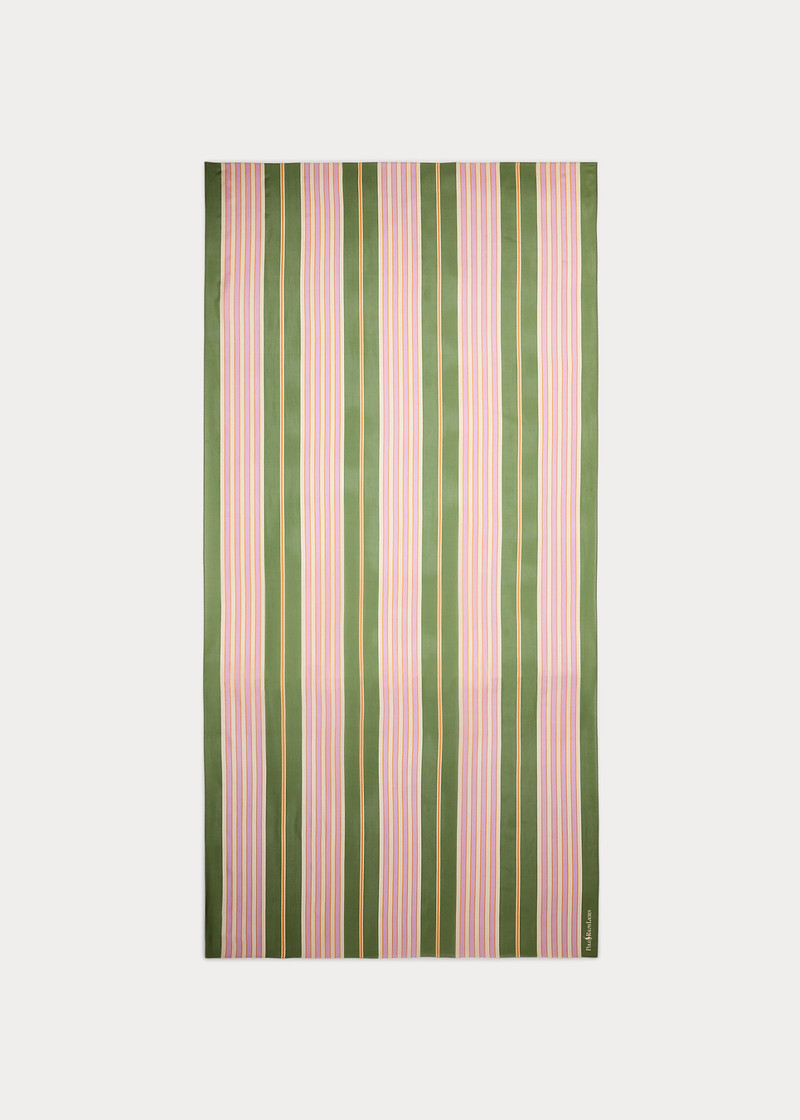 Logo Striped Silk Scarf 2