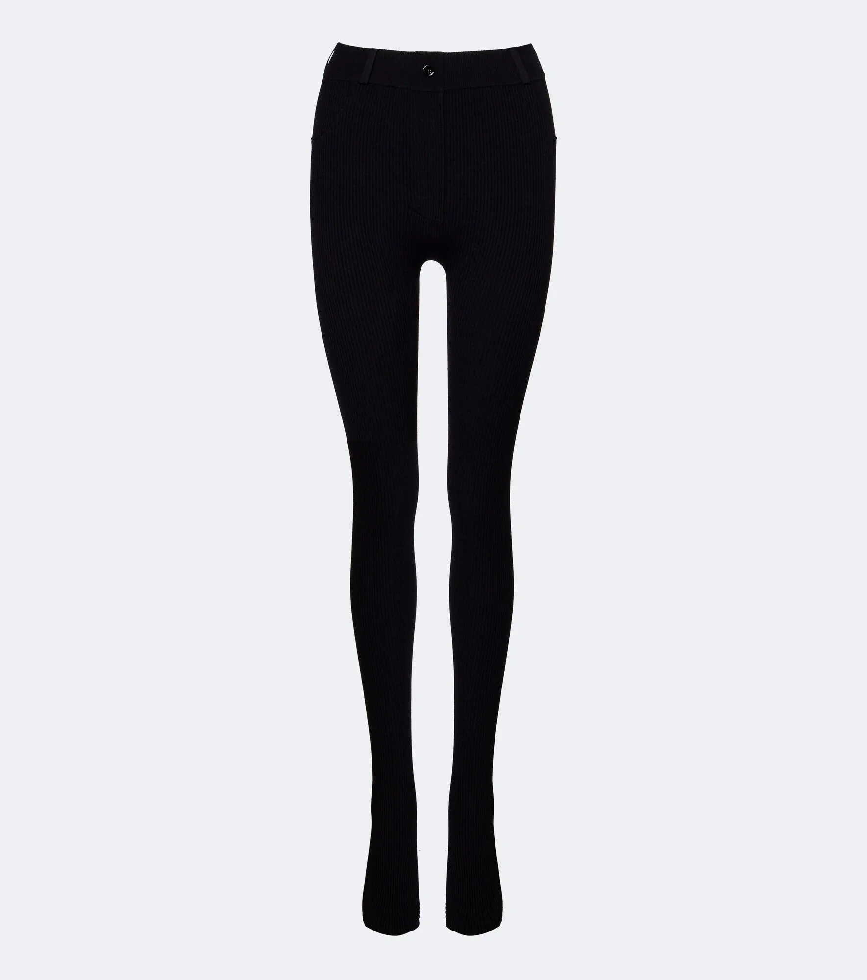 Leather-trimmed ribbed-knit leggings - 1