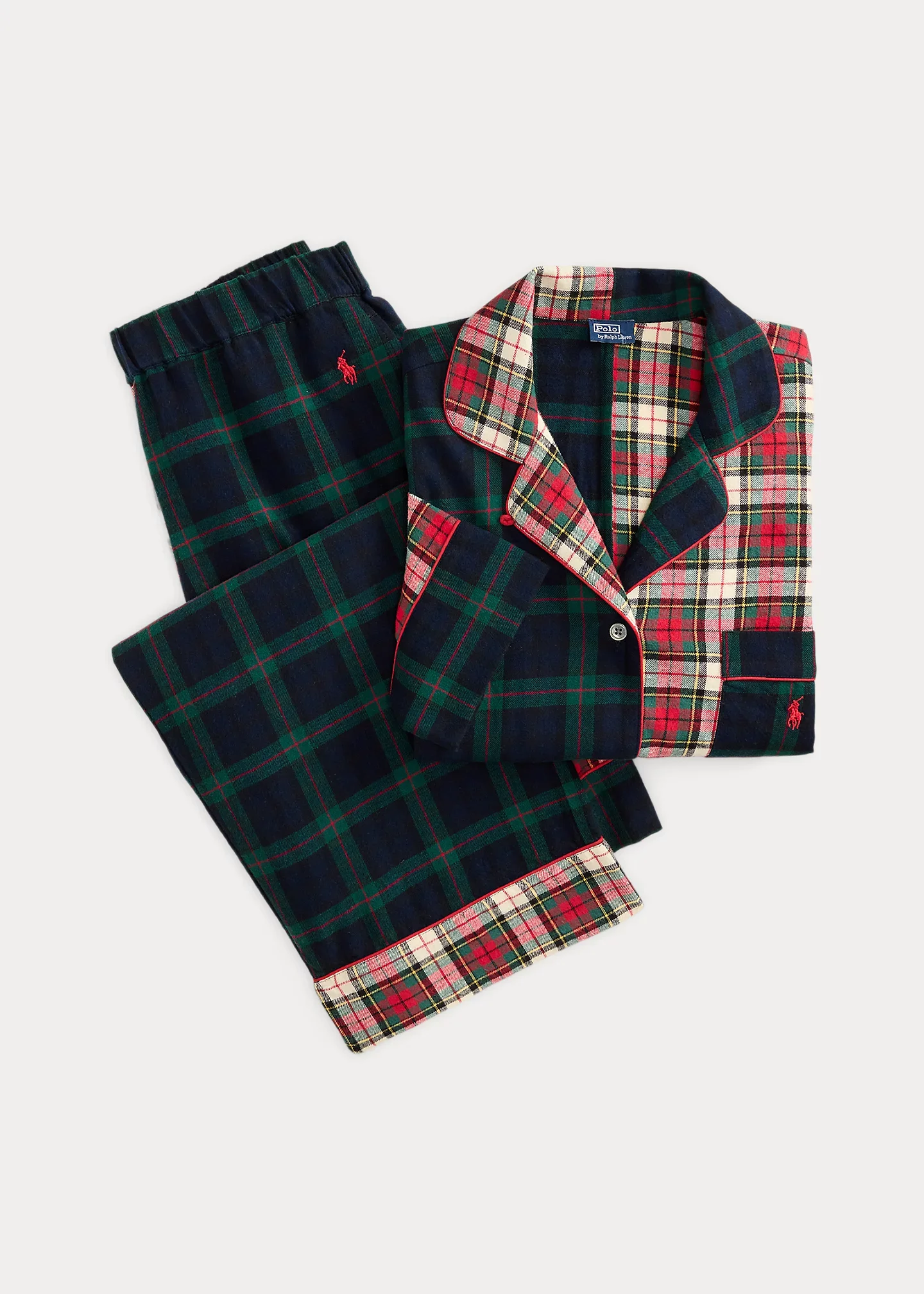 Mixed-Plaid Flannel Long-Sleeve PJ Set - 1