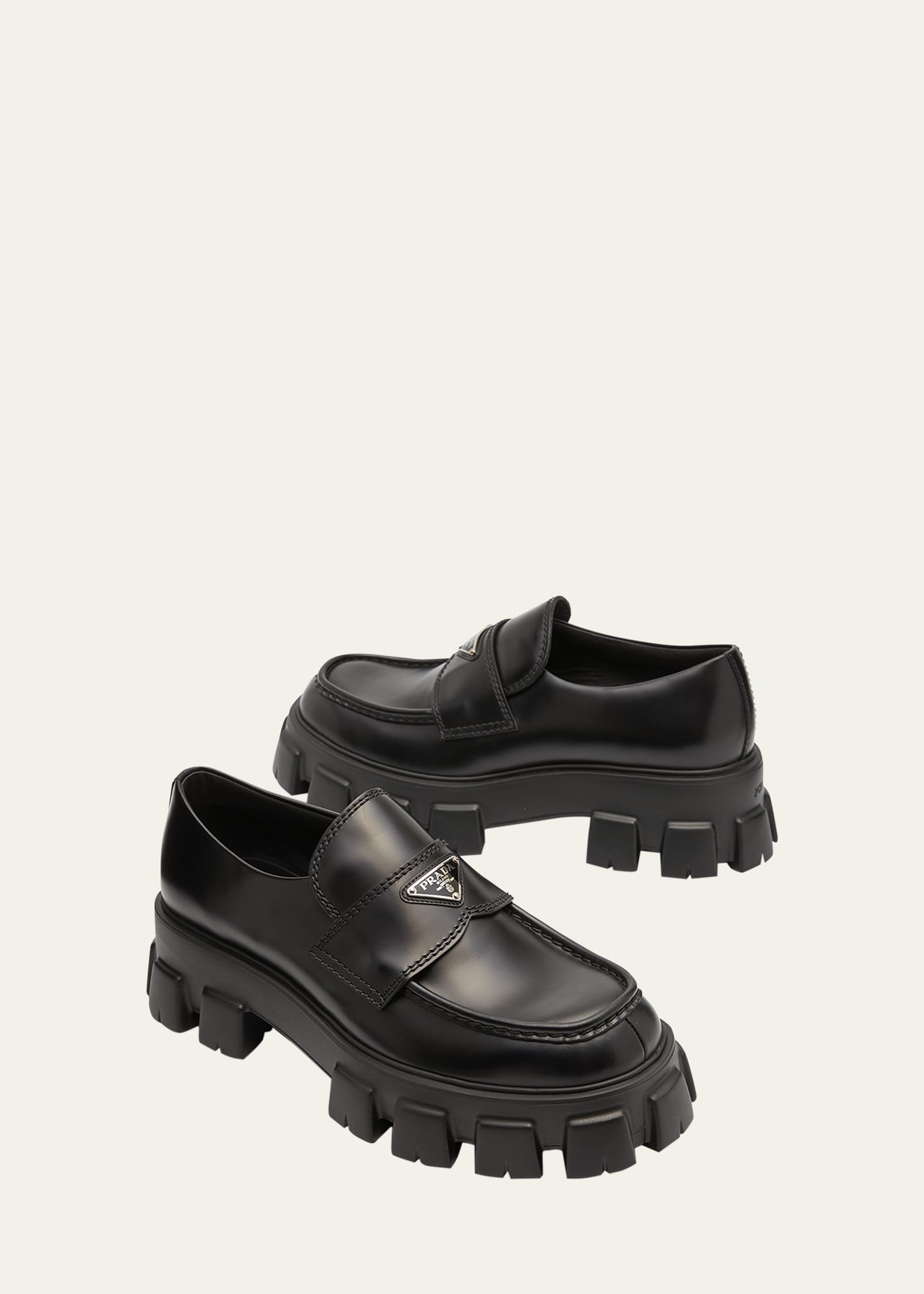 Men's Monolith Lug-Sole Brushed Leather Loafers - 7