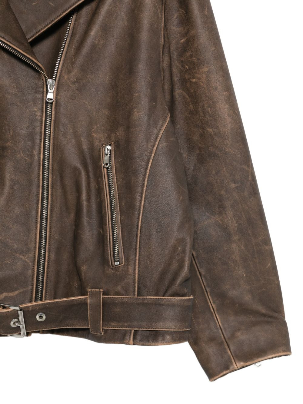 Kaisa belted-leather biker jacket - 3